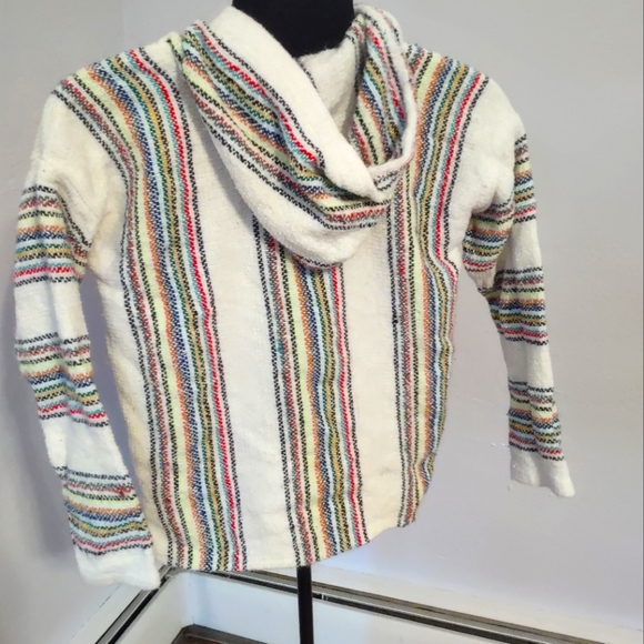 Yarina rug hoodie with rainbow stripes 100% cotton - Picture 4 of 7